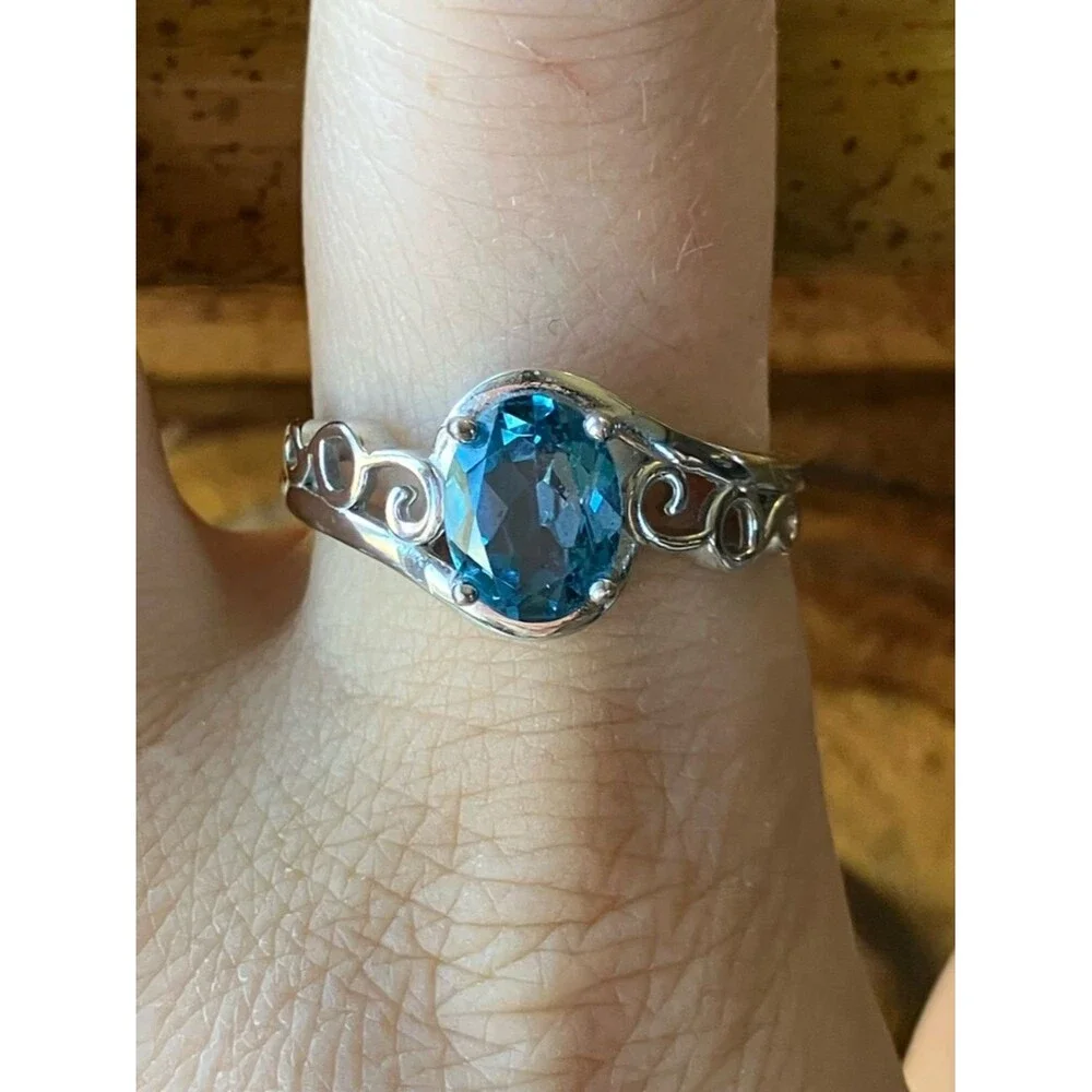 Natural London Blue Topaz Sterling Silver Ring Size 10